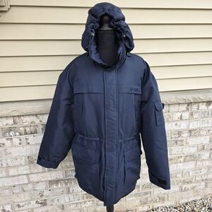 Lion Force Men’s Hooded Puffer Parka | Size M | Navy Blue Winter Coat